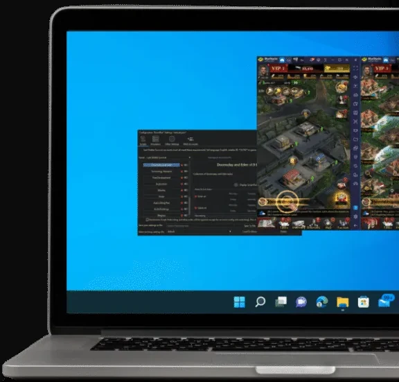 The Grand Mafia fills the laptop screen while the Windows PC bot runs